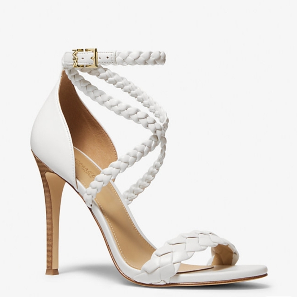 Michael Kors Astrid Wrapped Braided Sandals White - Like New with Box